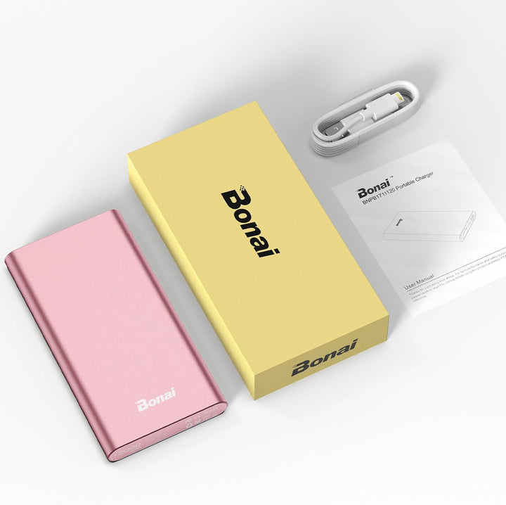 BONAI Cargador portátil de 12,000 mAh, 5 V\/3 A, carga rápida, puer...