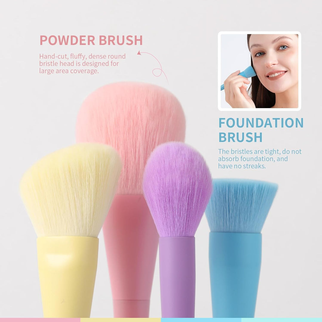 Docolor Juego de 17 brochas de maquillaje coloridas de alta calidad...