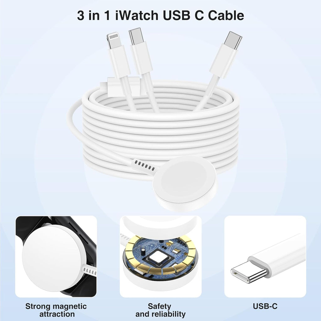 QZIIW Cargador de Apple Watch de 20 W, cable USB C magnético cargador
