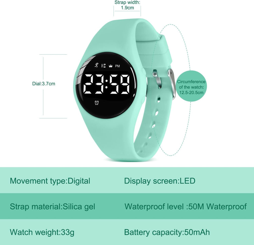 Relojes para niños y niñas, reloj deportivo digital con contador de pasos, podómetro, alarma de vibración, sin aplicación, impermeable, rastreador de fitness, reloj para niños, niñas, adolescentes