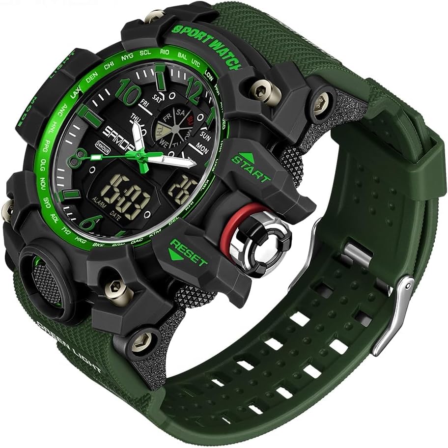Reloj para Hombre AIMES Deportivo al Aire Libre a Prueba de Agua Militar con Fecha, Función Múltiple, Pantalla LED, Alarma, Cronómetro y Tácticas para Hombres