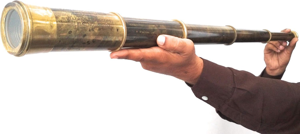 Raro telescopio de latón y catalejo - East India Company 1818 Tracker Vintage Catalejo pirata antiguo grande en caja de regalo de cuero cosido a mano (BT-EIC17)