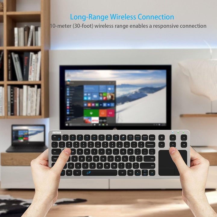 Arteck Teclado inalámbrico táctil para TV 2.4G con control de medio...