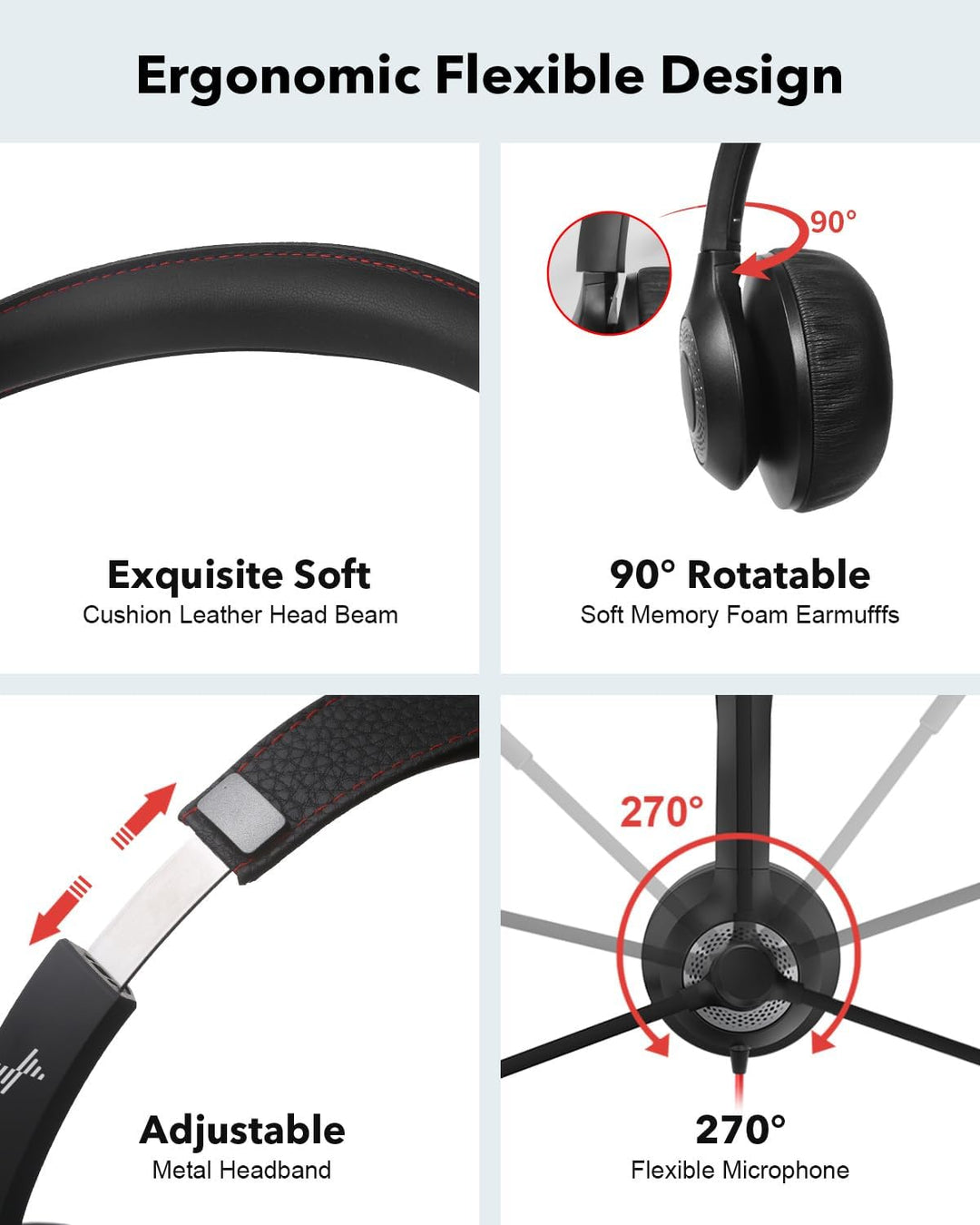 JIAMQISHI Auriculares USB con micrófono para PC, auriculares para c...