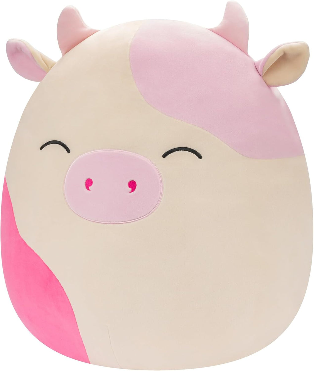 Squishmallows Original Caedyn - Vaca crema de 20 pulgadas con manchas rosadas, peluche oficial de Jazwares Jumbo