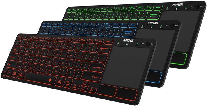 Arteck Teclado retroiluminado universal de 7 colores con Bluetooth,...