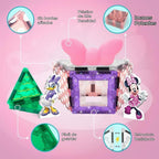 Tytan Juego Oficial de Fichas Magnéticas de Personajes de Disney Junior Minnie Mouse – Juguete de Construcción STEAM de 21 Piezas con Calcomanías Reutilizables y Manual de Instrucciones – Juguete