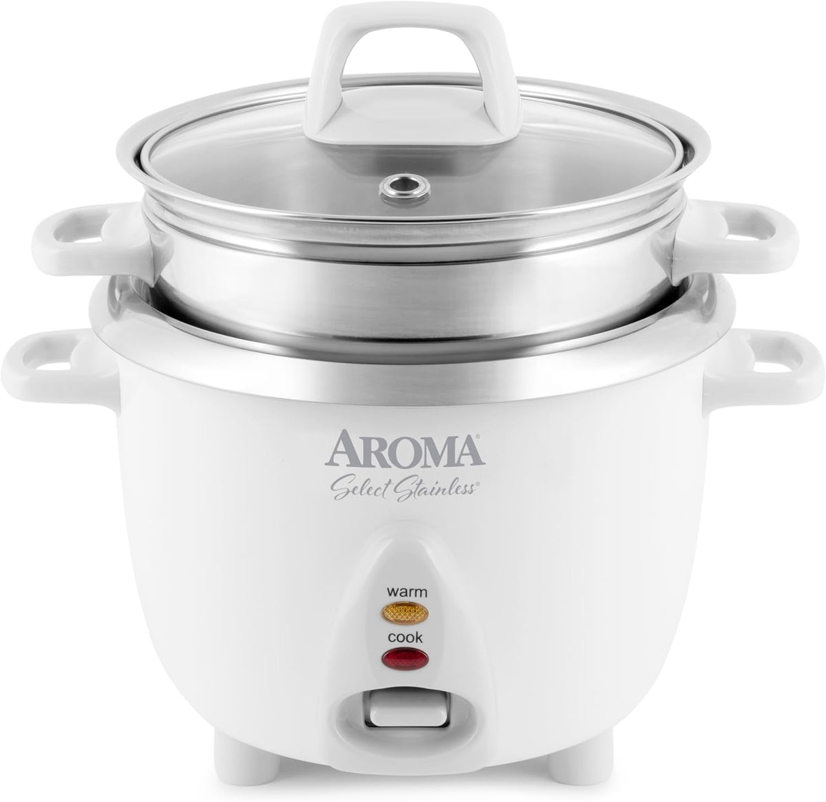 Aroma Housewares - Olla arrocera de acero inoxidable seleccionada de 6 tazas (rendimiento cocido) / 1.2 cuartos de galón, estilo olla y vaporizador de alimentos, operación con un solo toque, color