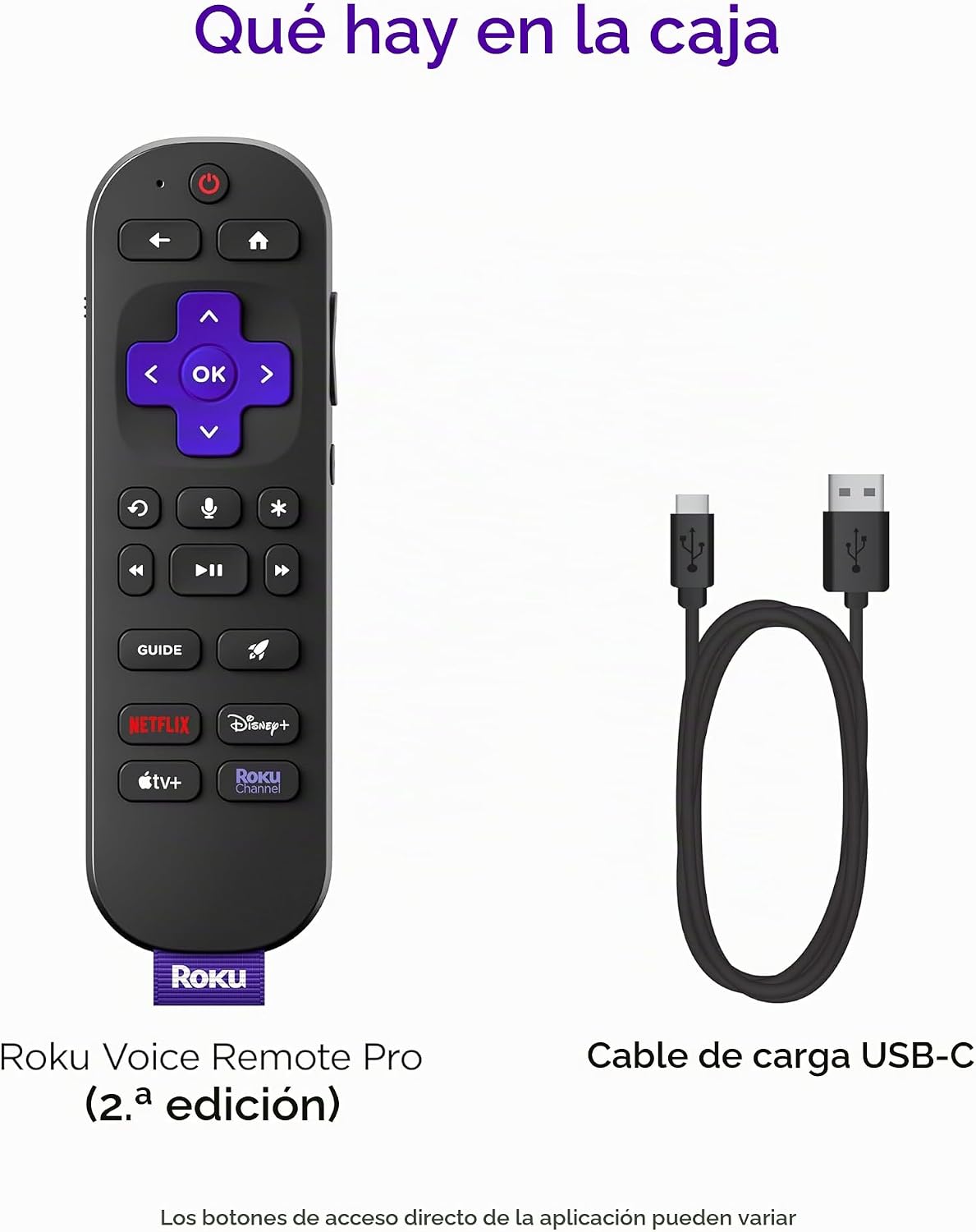 Roku Voice Remote Pro (2nd Ed.), TV Remote Control con Backlit Buttons