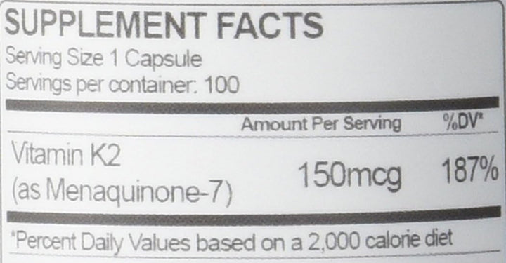 Mejor vitamina K2 MK-7 de 150 mcg, 100 cápsulas, forma más efectiva...