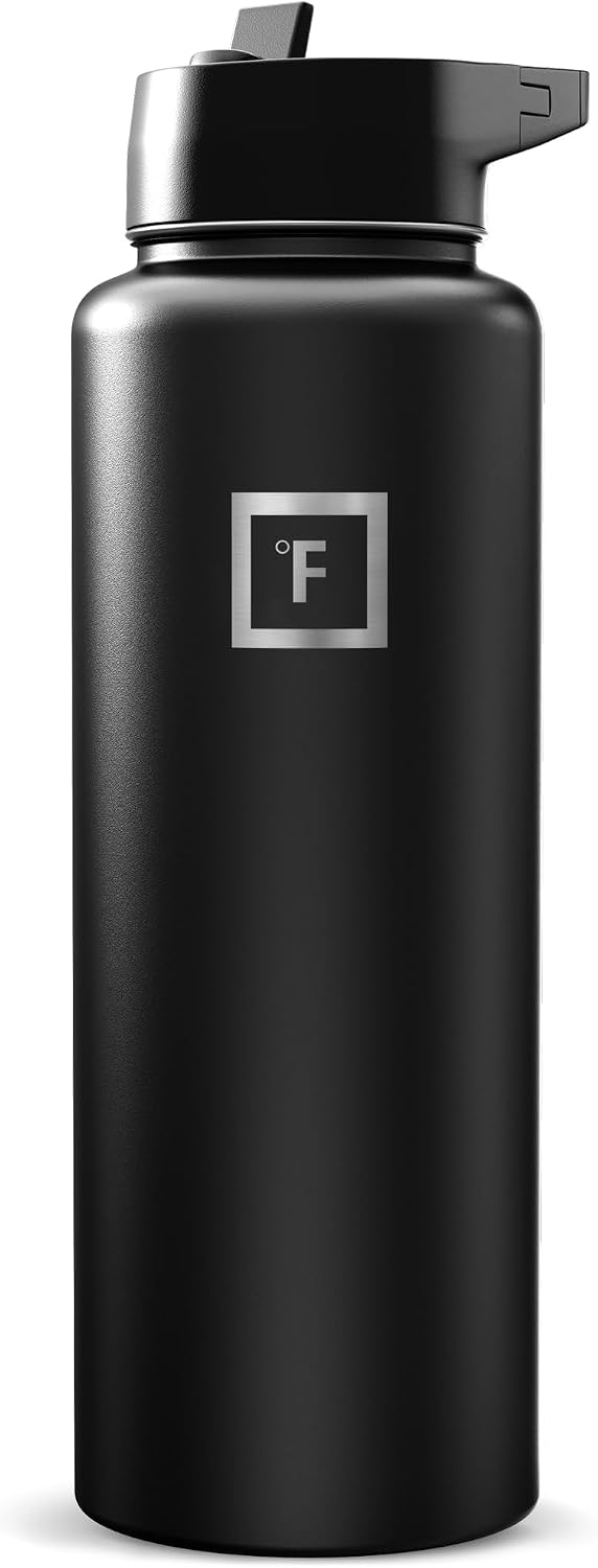 IRON °FLASK Botella de agua de boca ancha de 40 onzas con pajita