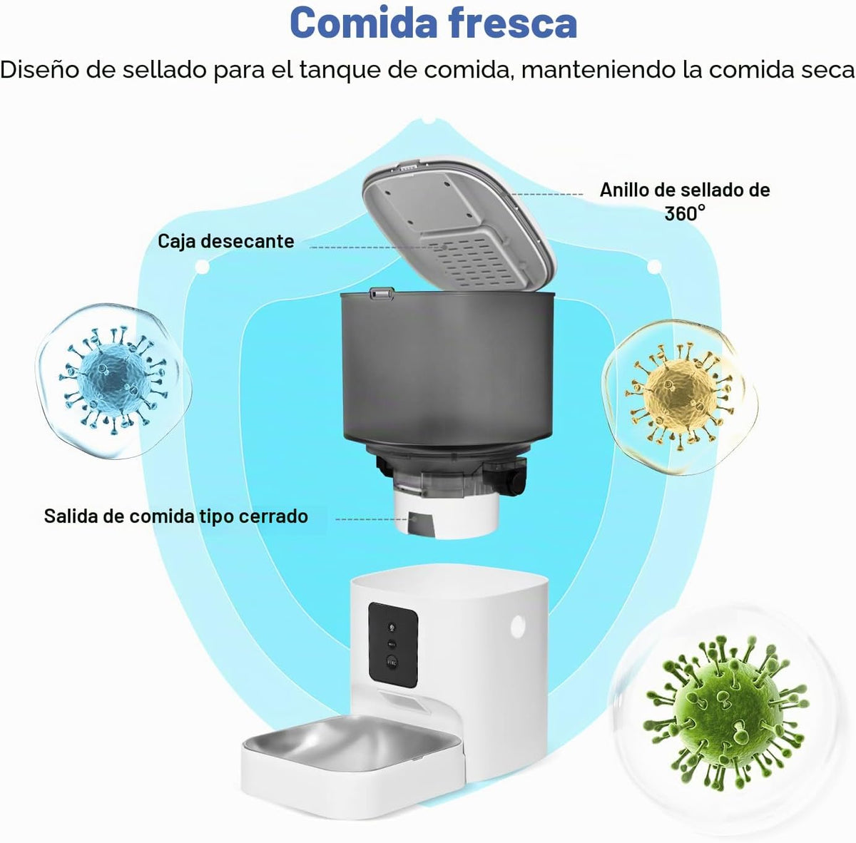 Comedero automático para gatos, dispensador de alimentos