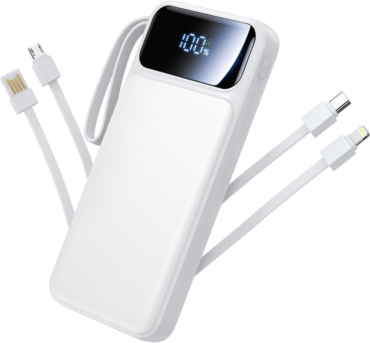 Banco de energía, cargador portátil con cable integrado de 22.5 W,...