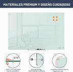 Pizarra blanca magnética de cristal de 36 x 24 pulgadas