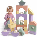 Bloques grandes de espuma de construcción para niños pequeños, juego de bloques de construcción de espuma EVA apilables, no tóxico, lavable, juguetes de construcción de aprendizaje temprano y regalos para niños y niñas (rosa, piezas, 30)