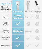 PRITECH - Removedor eléctrico de callos para pies, kit de herramientas de pedicura electrónica recargable para eliminación de callos, limpiador eléctrico impermeable para pies con 3 rodillos de