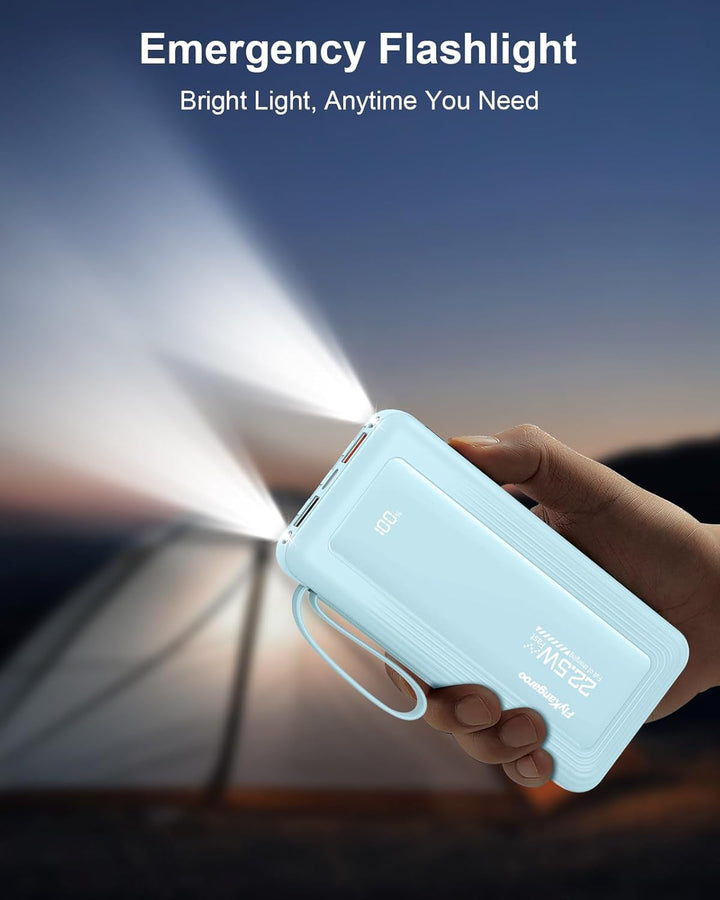 FlyKangaroo - Cargador portátil con cables integrados, batería de 1...