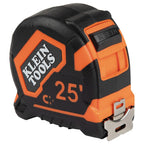 Klein Tools Cinta métrica 9225, cinta métrica resistente con hoja reforzada de nailon de doble cara de doble gancho de 25 pies, con clip de cinturón de metal