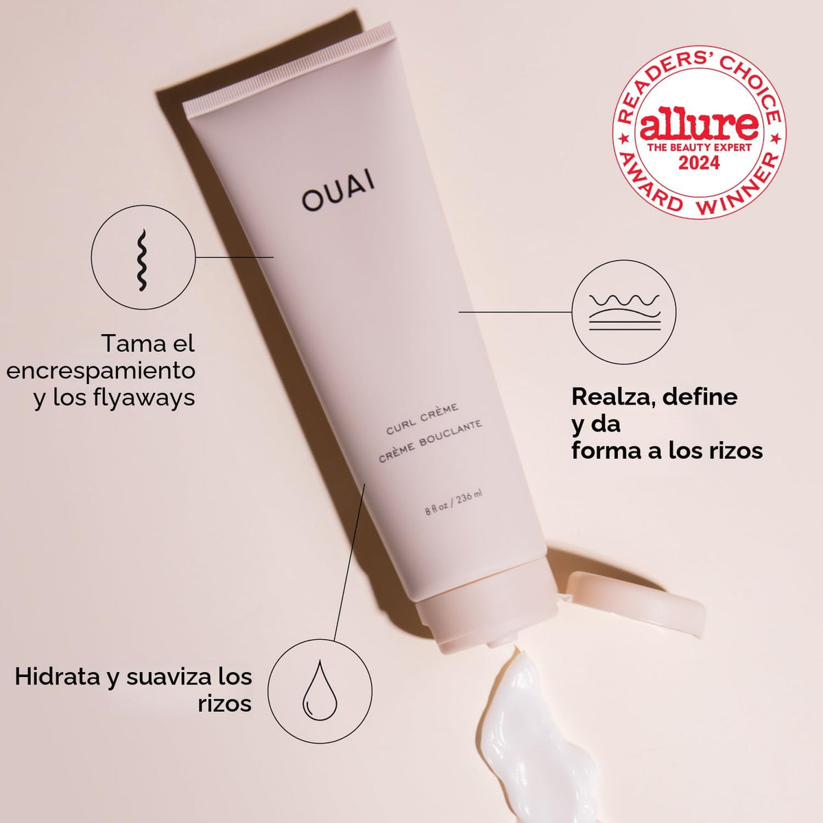 Crema para rizos OUAI - Crema definidora de rizos con aceite de chí...