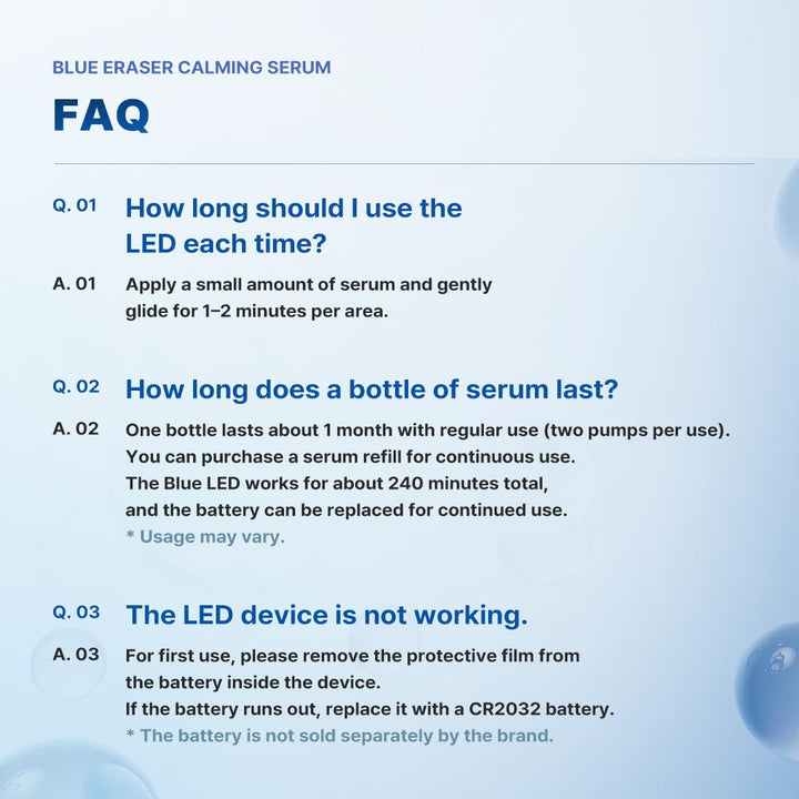 Suero borrador azul con aplicador LED refrescante, suero calmante d...
