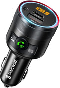 Syncwire Transmisor FM Bluetooth 5.4 para coche, 38 W PD y QC3.0 Dual USB Carga Bluetooth Adaptador de coche Micrófono y sonido de graves MP3 Reproductor de música FM Kit con llamadas manos libres