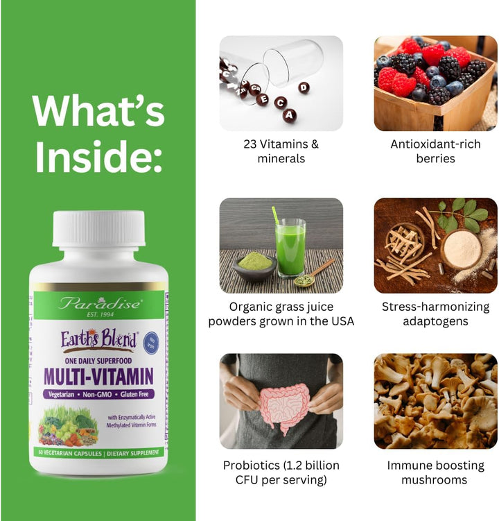 Paradise Herbs Earth's Blend - Paquete multivitamínico y complejo B...