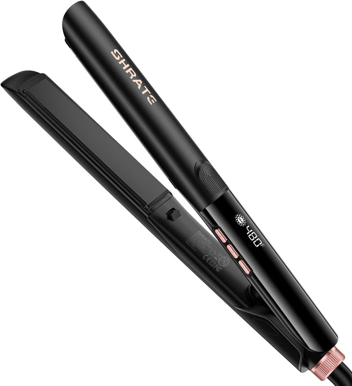 SHRATE Plancha de pelo iónico rosa | 18s Fast Heat | Less Frizz & S...
