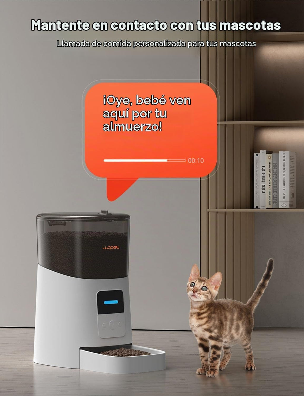 WOPET Comedero automático para gatos de 6 litros, alimentador automático WiFi para perros con control de aplicación para alimentación remota, dispensador de comida para gatos con sensor de alimentos