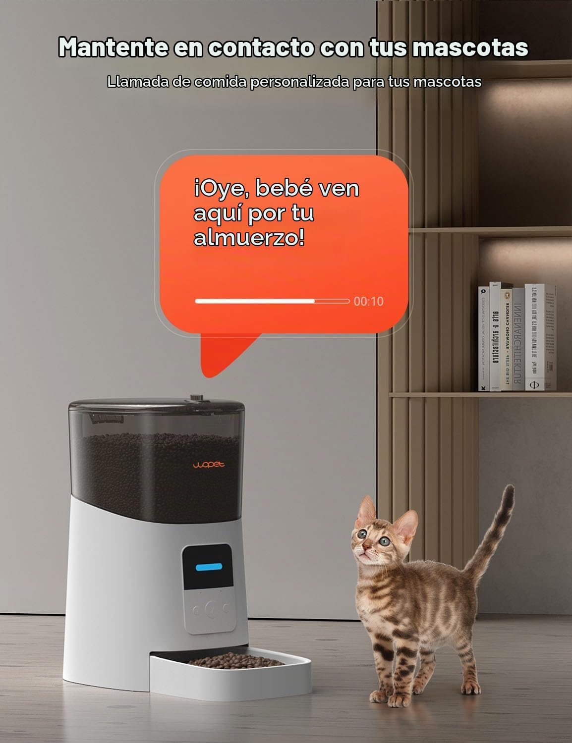 WOPET Comedero automático para gatos de 6 litros, alimentador automático WiFi para perros con control de aplicación para alimentación remota, dispensador de comida para gatos con sensor de alimentos