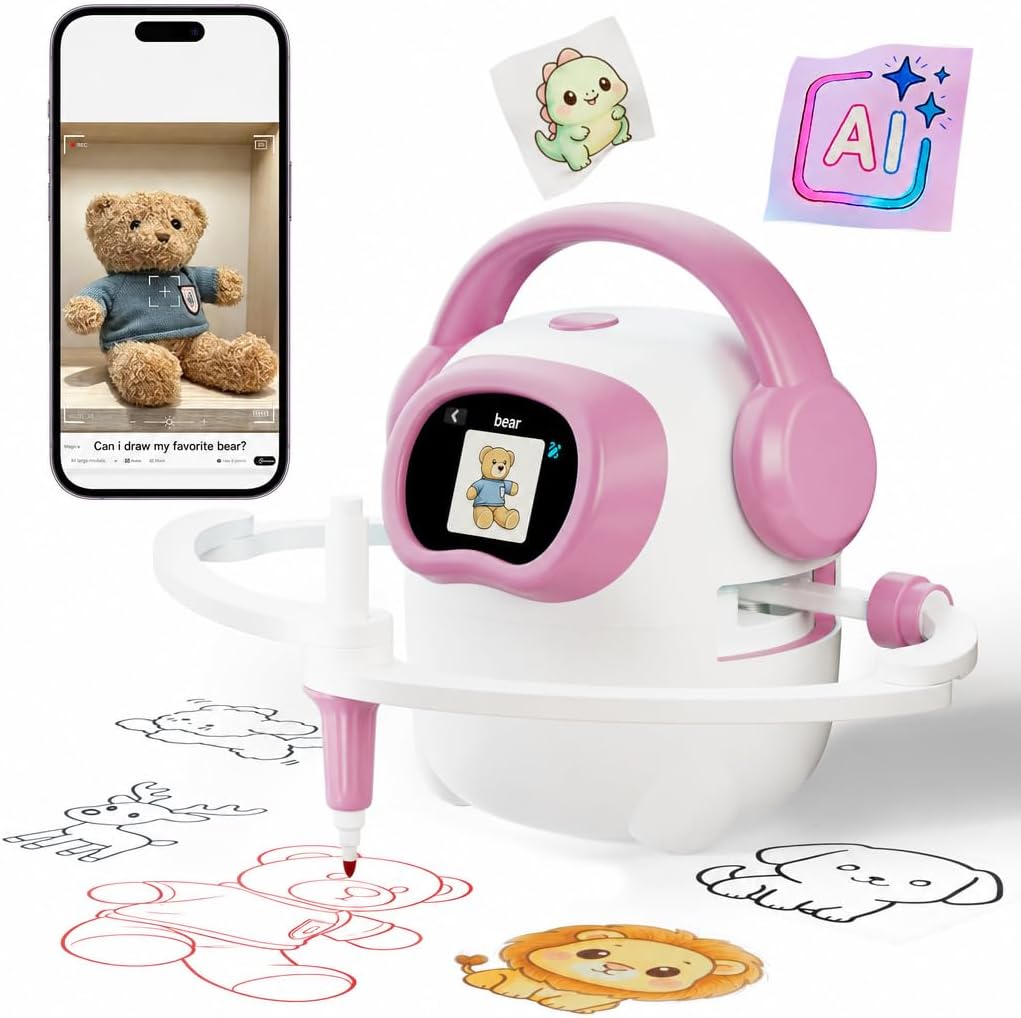 Robot de dibujo AI para niños, con aplicación, más de 10000 imágenes generadas por IA gratis, juguetes educativos de aprendizaje para niños y niñas de 3 a 8 años, juguete de pintura ilustrada con IA