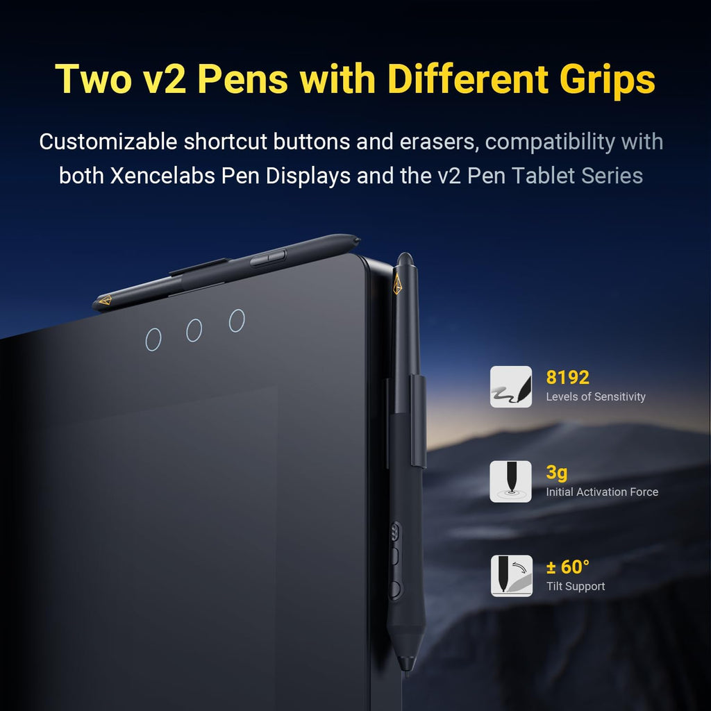 Xencelabs Pantalla de lápiz con pantalla para 24+ de la industria con Calman Ready, tableta de dibujo con monitor de pantalla 4K, pantalla gráfica con 44 teclas rápidas personalizables, 2 bolígrafos sin batería para Win/Mac/Linux