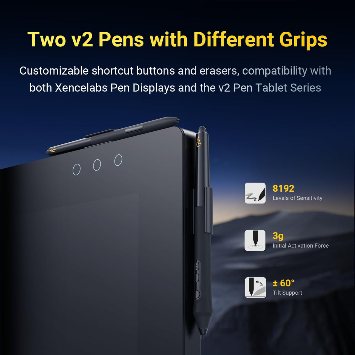 Xencelabs Pantalla de lápiz con pantalla para 24+ de la industria con Calman Ready, tableta de dibujo con monitor de pantalla 4K, pantalla gráfica con 44 teclas rápidas personalizables, 2 bolígrafos sin batería para Win/Mac/Linux