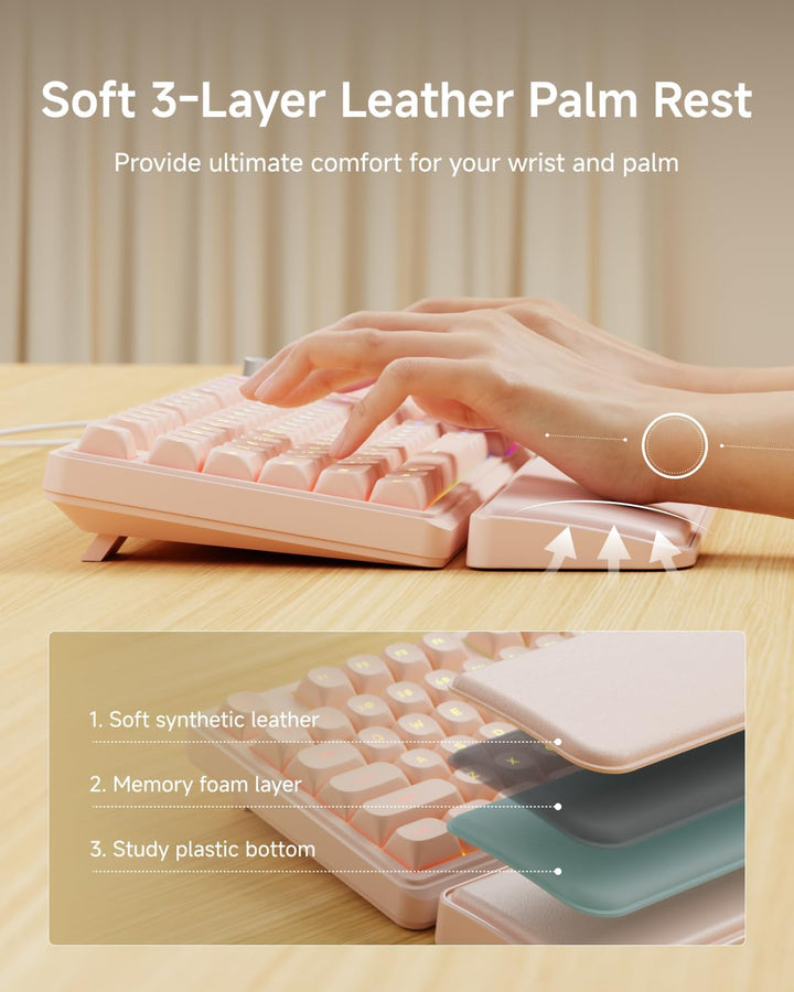 EWEADN Combo de teclado y mouse con cable con reposamuñecas desmont...