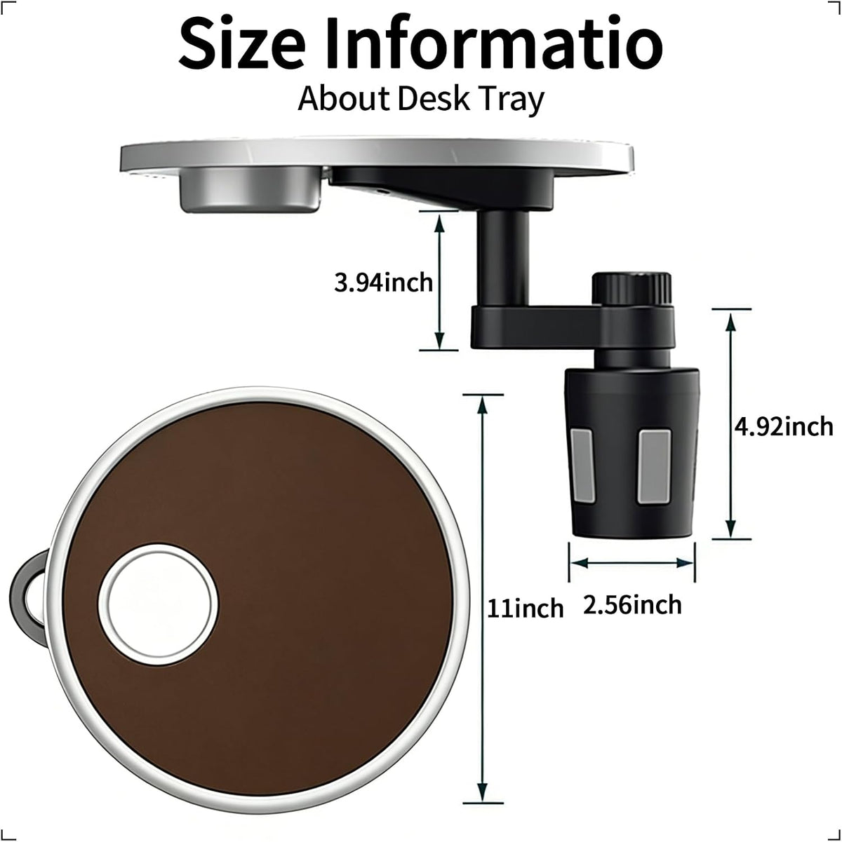 Bandeja y portavasos para automóvil, escritorio giratorio de 360° para computadora portátil, bandeja para volante, mesa de bandeja de comida para automóvil para comer, soporte automático para