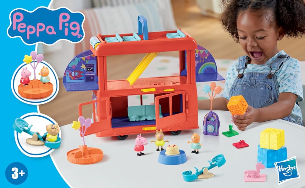 Peppa Pig Juego de autobús de fiesta 2 en 1 con 3 figuras