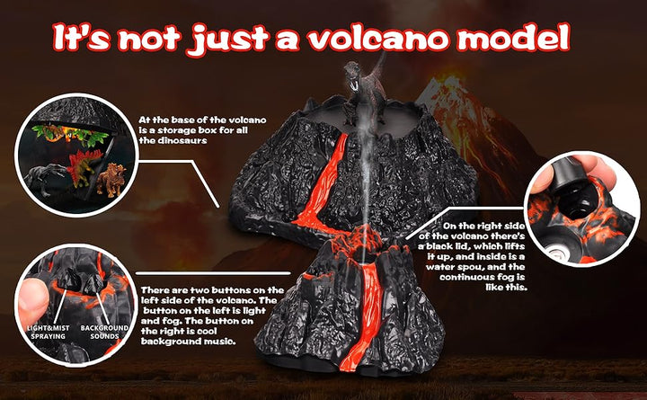 Juego de volcán grande con 9 figuras de acción de