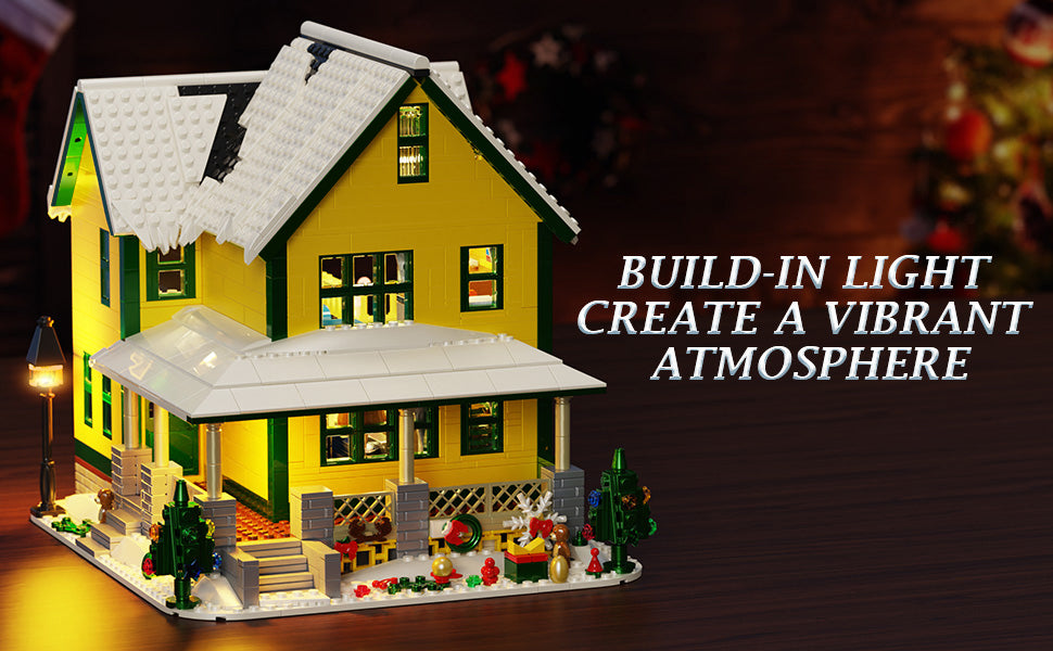 Juego de construcción de casa de Navidad con luz juguete