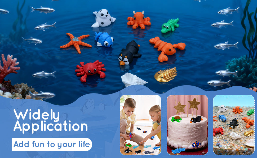 ResinGlow 25 juguetes de animales marinos impresos en 3D