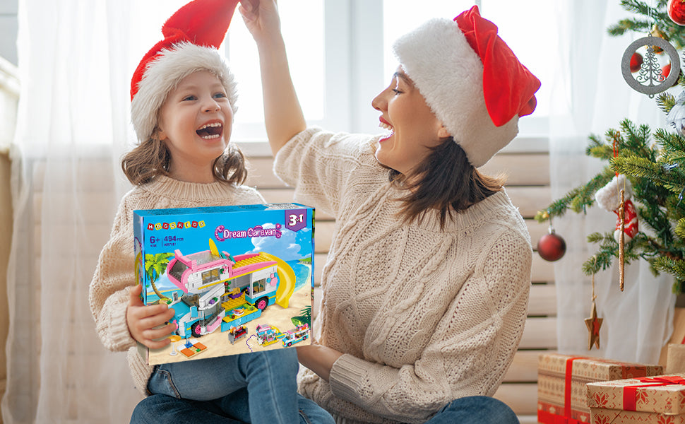 HOGOKIDS Juego de construcción 3 en 1 para niñas cámper y