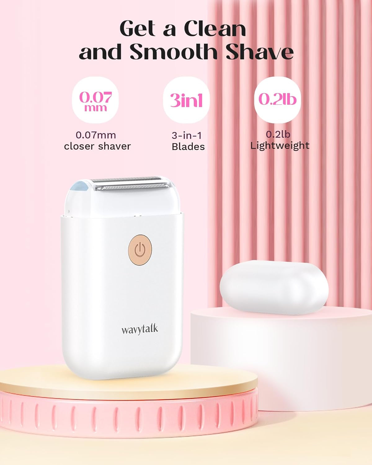 Electric Shaver for Women, Bikini Trimmer for Women for Legs Underarm Private Area Public Hairs, Electric Razor USB Rechargeable Womens Shaver Cordless with Detachable Head & 2 Leds (White)