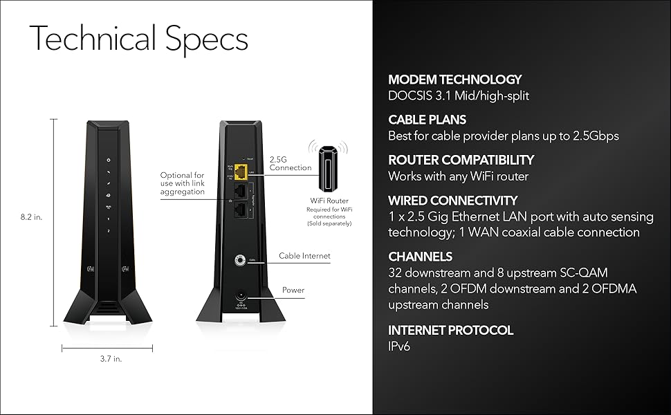 NETGEAR Nighthawk DOCSIS 31 Cable módem de división