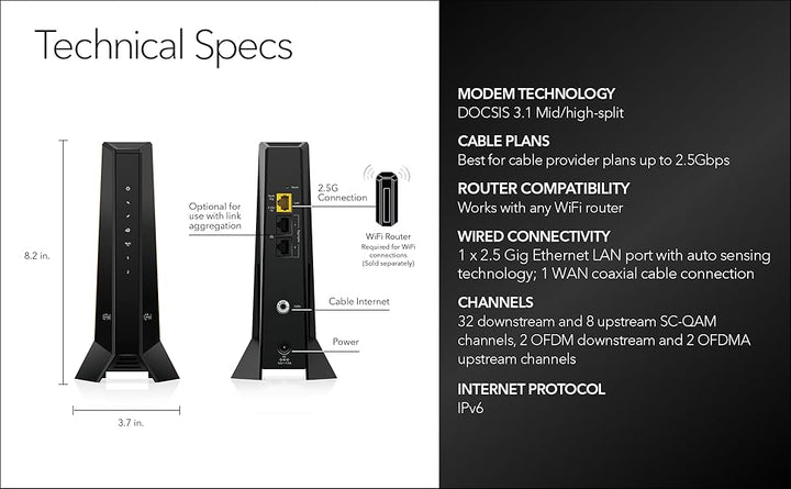 NETGEAR Nighthawk DOCSIS 31 Cable módem de división