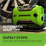 Greenworks Inflador de neumáticos inalámbrico de 24 V, compresor de...