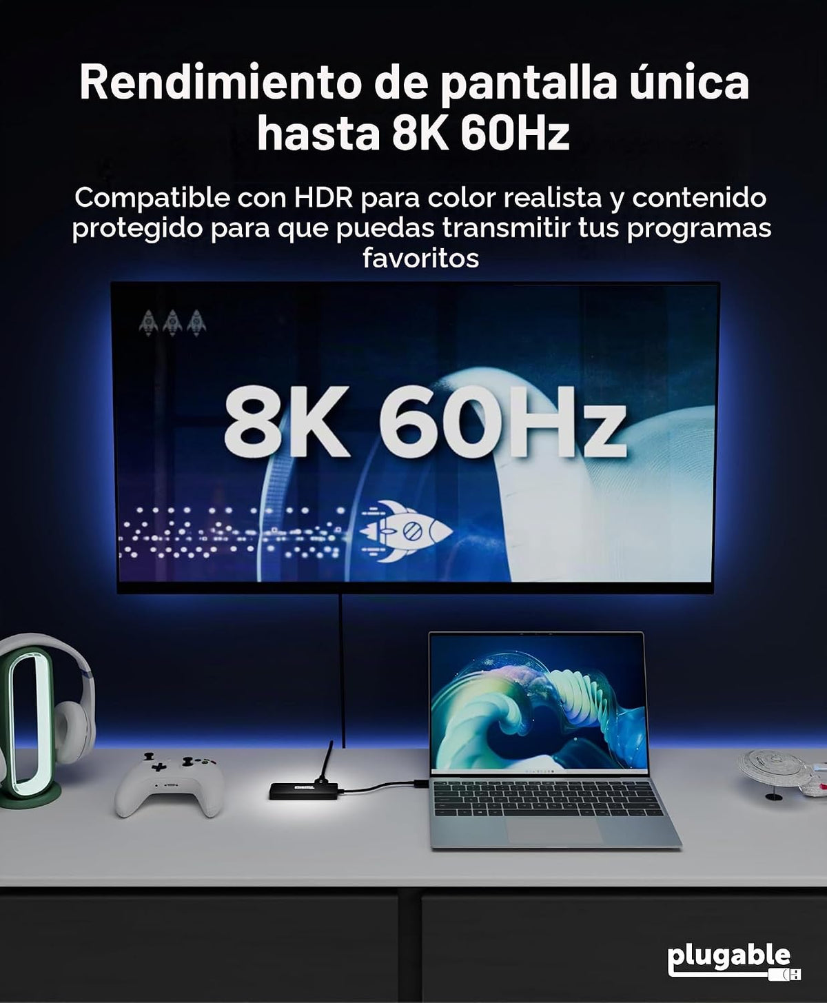 Adaptador de monitor múltiple USB C a HDMI, pantallas triples 4K60