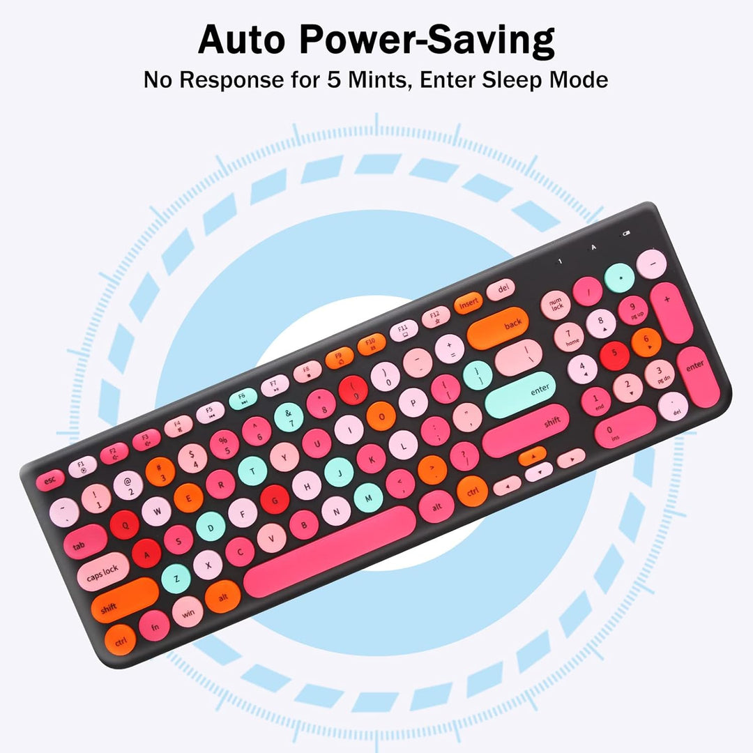 Combo de teclado y mouse inalámbricos, teclado retro de máquina de...