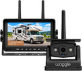Waggle Sistema de observación de RV, pantalla DVR inalámbrica de 7 pulgadas, cámara de respaldo 1080P con panel solar integrado, batería recargable de 9600 mAh, carga USB-C, impermeable IP67, visión