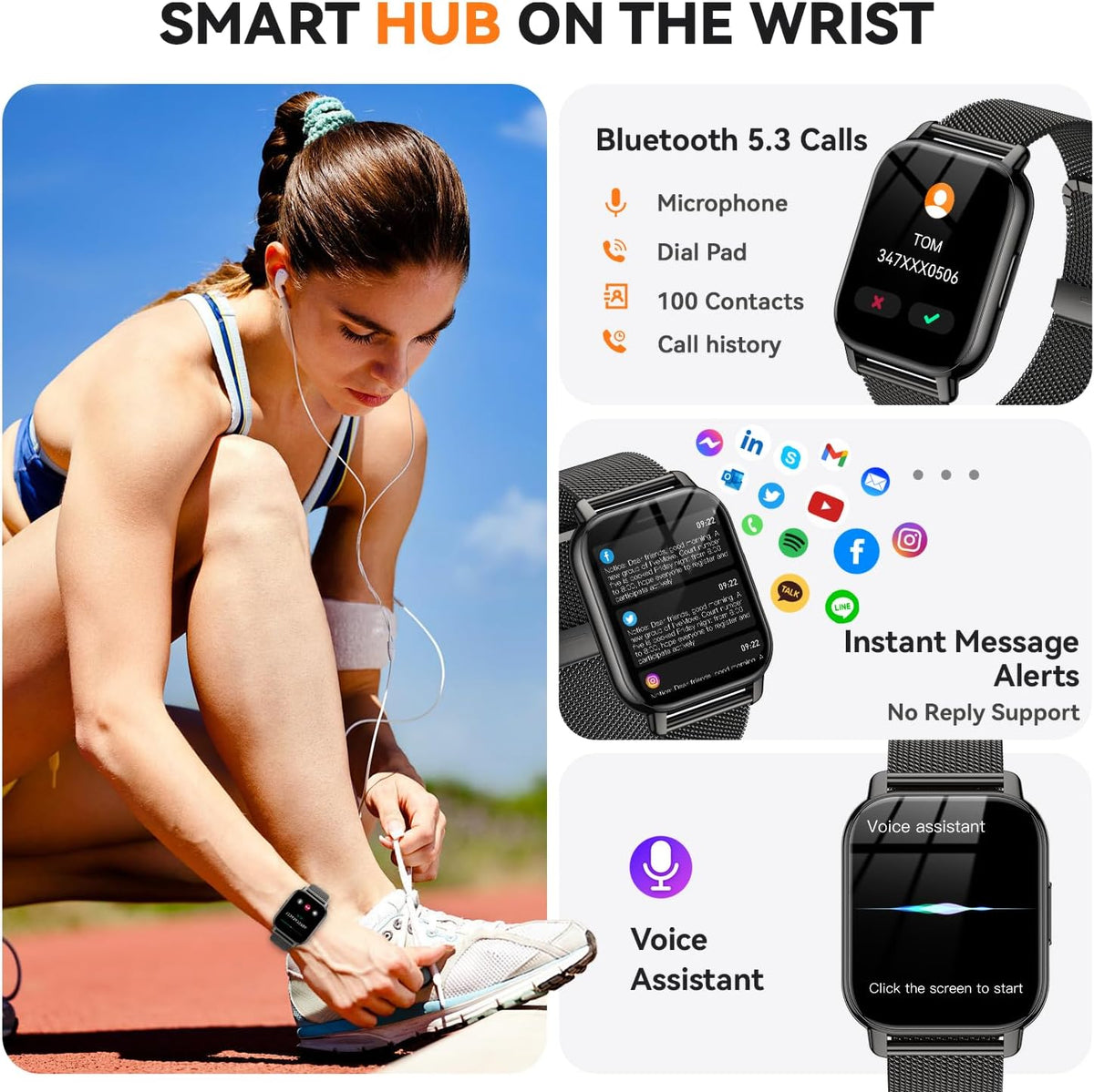 Reloj inteligente para mujer (3 bandas), rastreador de actividad física HD de 1.85 pulgadas con llamadas Bluetooth, reloj inteligente impermeable IPX8 para iPhone Android, más de 112 modos deportivos