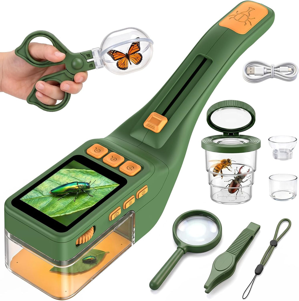 Atrapa insectos para niños con lupa 500X, juguetes educativos de