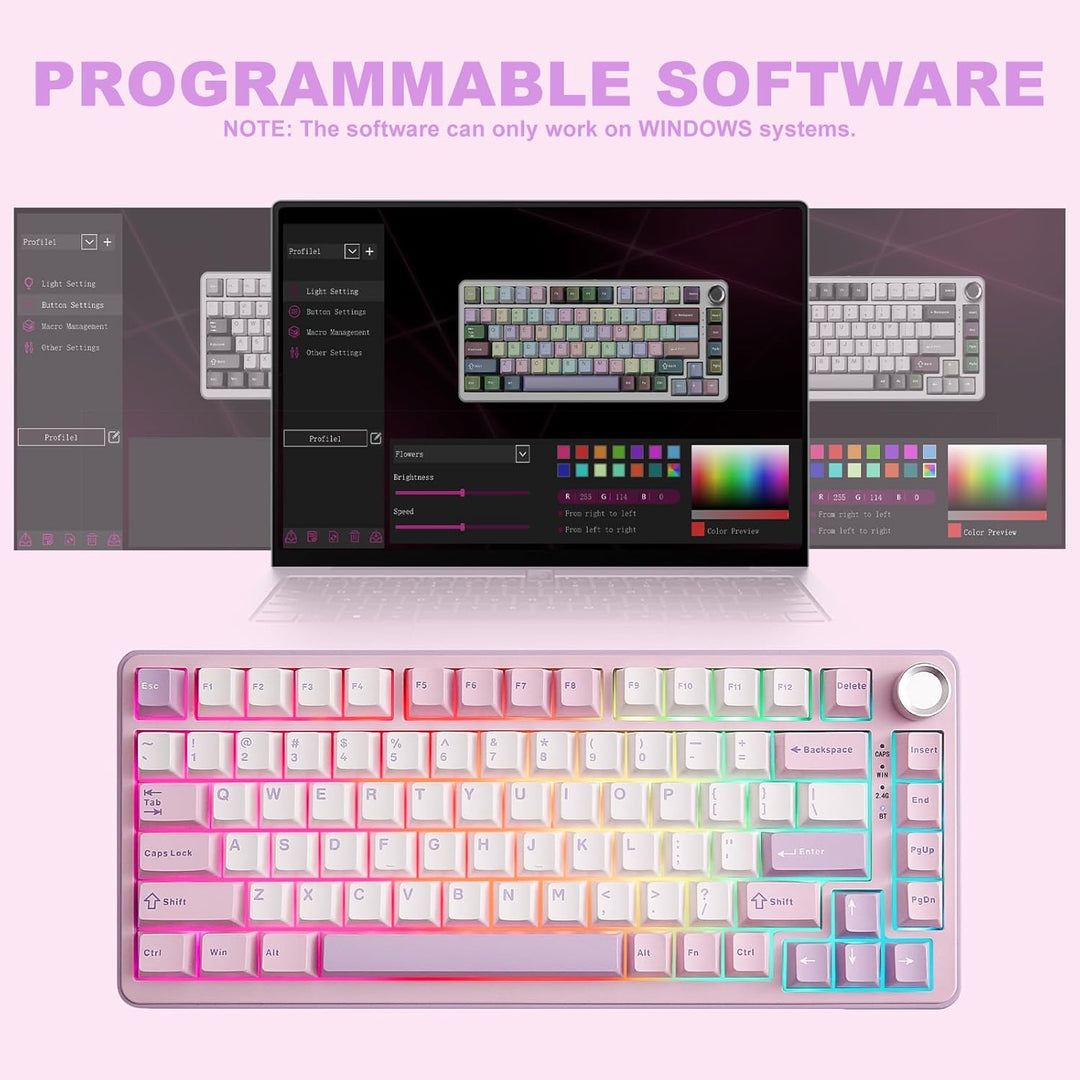 YUNZII Teclado mecánico inalámbrico B75 PRO, diseño del 75 % con pe...