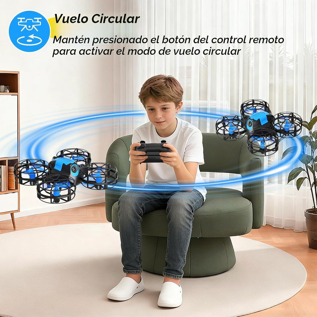 4DRC V18 Mini dron para niños principiantes, cuadricóptero RC con 2 modos de control, modo sin cabeza, retención de altitud, vuelo automático, 3 velocidades, giros 3D, luces LED, 2 baterías, juguete